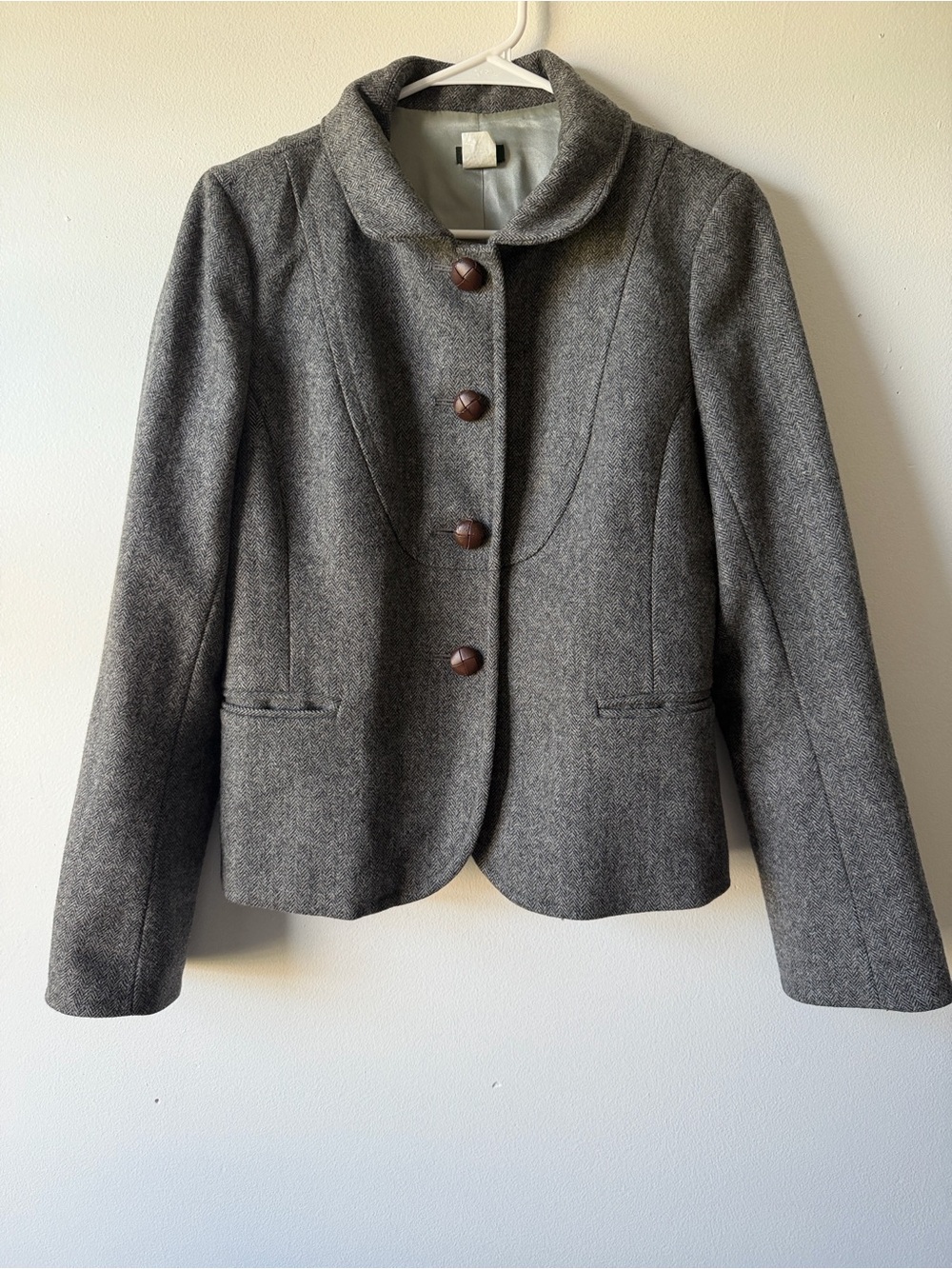 J. Crew Gray Wool-Blend Rounded Collar Blazer size 8